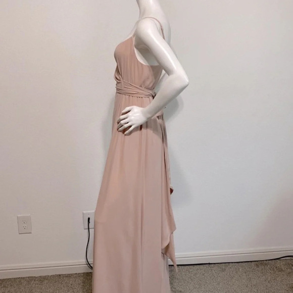 Show Me Your Mumu Liz Tie Maxi Dress Soft Beige Chiffon Blush Size S - Picture 6 of 12